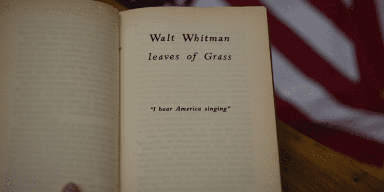 weathered copy of Walt Whitman's "Leaves of Grass"