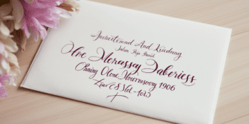 A cream-colored envelope addressed in dark blue calligraphy