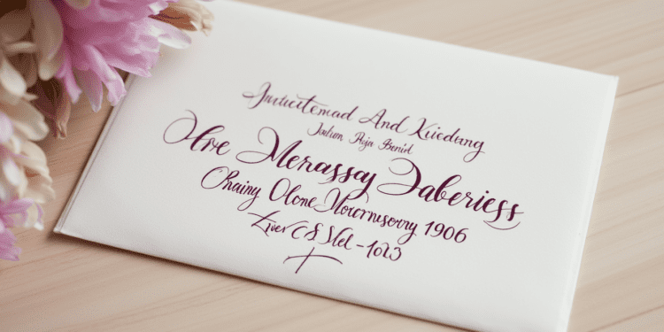 A cream-colored envelope addressed in dark blue calligraphy