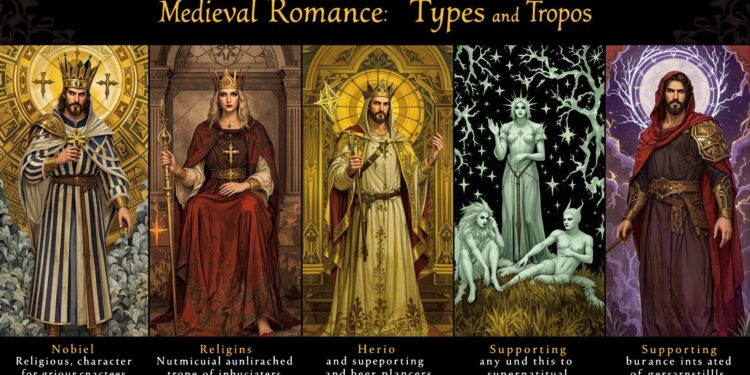 Medieval Romance Character Types and Tropes (specifically focusing on noble, religious, heroic, supporting, and supernatural characters in medieval European romantic literature)
