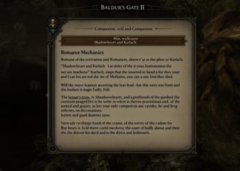 Romance mechanics and companion relationships in Baldur's Gate 3 video game, specifically focusing on Shadowheart and Karlach characters